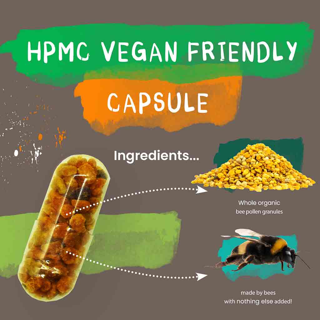 Organic Bee Pollen Capsules 500mg - Spanish Origin