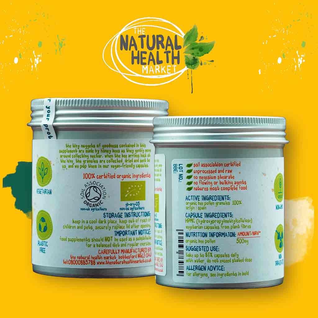 Organic Bee Pollen Capsules 500mg - Spanish Origin